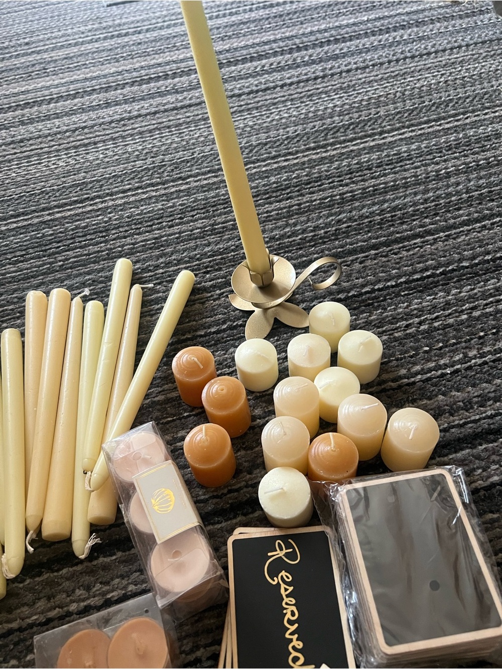 Assorted Ivory & Caramel Candles Set